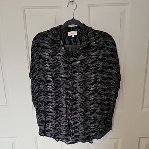 bohme Black and Gray Patterned Button-Down Shirt Size L